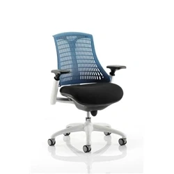 Image of Flex Task Operator Chair White Frame Black Fabric Seat Blue Back