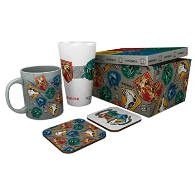 Image of ABYSTYLE GBEye Harry Potter Pck Glass XXL+Mug+2 Coaster Stand Set