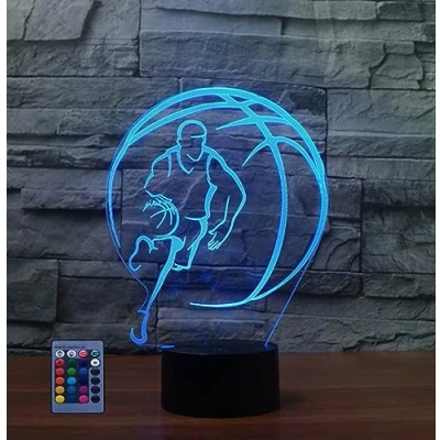 Image of 3D Basketball Night Light Lamp 7/16 Color Change LED USB Powered Remote Control Valentines Decor Birthday Room Decoration