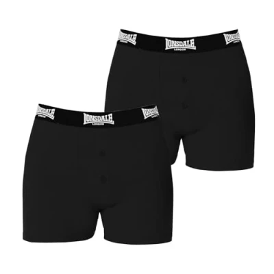 Image of Lonsdale Mens 2 Pack Boxers Black L