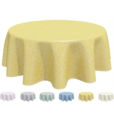 Image of Home Direct Round Oilcloth PVC Wipe Clean Tablecloth 160cm 62&quot; Yellow