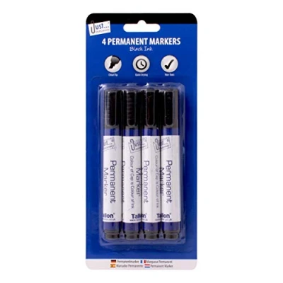 Image of Just stationery Chisel Tip Permanent Marker Black (Pack of 4) 1156