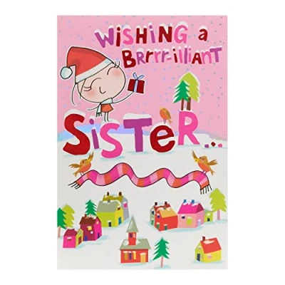 Image of UK Greetings Christmas Card for Sister Bold Design