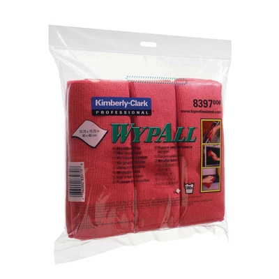 Image of Wypall Microfibre Cloths 8397 1 Carry Pack x 6 Cloths, Red
