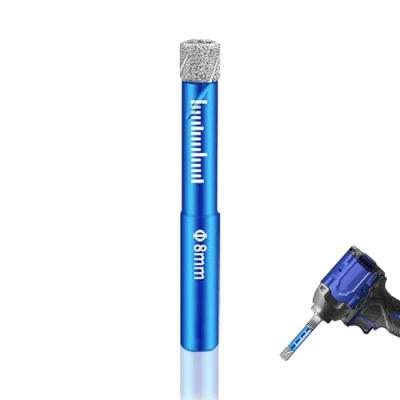 Image of Dry Diamond Drill Bit 8mm Tile Tipped Bits for Porcelain Tiles Glass with Wax Core All Purpose Drilling