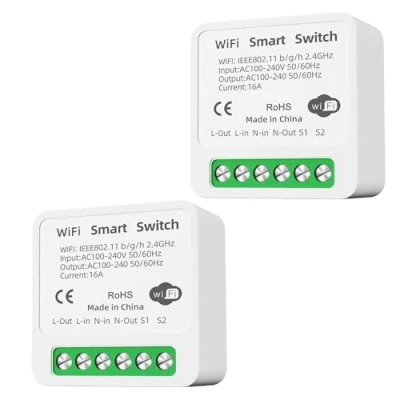 Image of 2Pcs Smart Light Switch,Smart Home WLAN Bluetooth Switch Wireless Remote Control DIY Fits Behind Wall Compatible with Google Home,Alexa Echo,Smart Life/Tuya