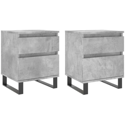 Image of vidaXL Bedside Cabinets 2 pcs Concrete Grey 40x35x50 cm Engineered Wood