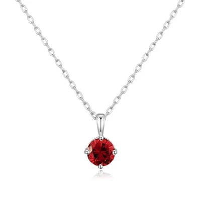 Image of Philip Jones Sterling Silver January (Garnet) Birthstone Necklace Created with Zircondia® Crystals