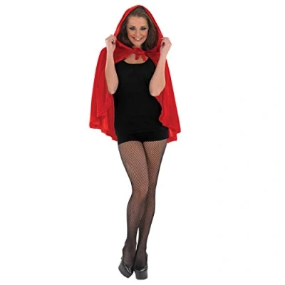 Image of Fun Shack Short Cape Red Adult, with Hood, Adults Short, Womens Cape, Hooded One Size