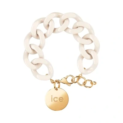Image of ICE Jewellery chain bracelet Almond skin Chunky for women in off white colour with a gold medal (020353)