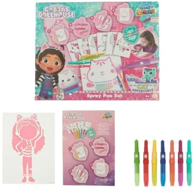 Image of Gabby&#039;s Dollhouse Spray Pen Set Colouring Pens for Kids with Pencils and Pages GD23364
