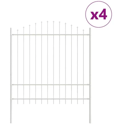 Image of vidaXL Garden Fence with Hoop Top White 6.8x1.75 m Steel