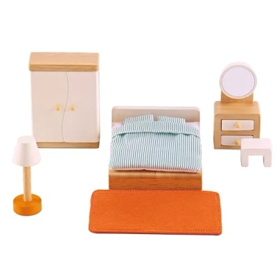 Image of Hape E3450 Master Bedroom Wooden Dolls House Accessories