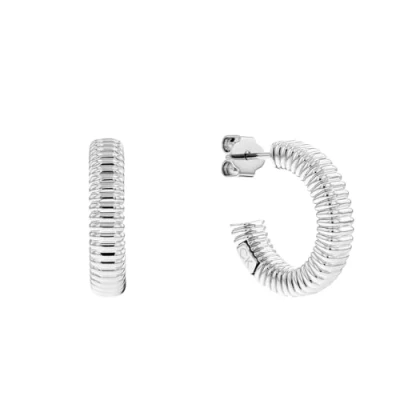 Image of CKJ Calvin Klein Women&#039;s PLAYFUL REPETITION Collection Circle Earrings 35000031, Silver, One Size