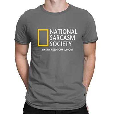 Image of Mens National Sarcasm Society Geographic Parody Funny T Shirt Charcoal Grey (M)