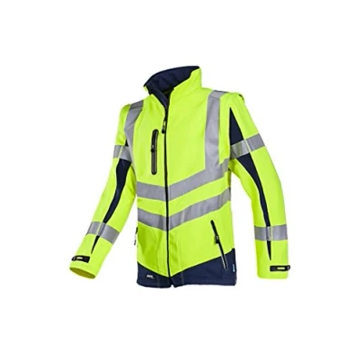 Image of SIOEN 724ZA2TU2415XL Malden Soft Shell jacket with detachable sleeves, X Large, Hi Vis Yellow/Navy
