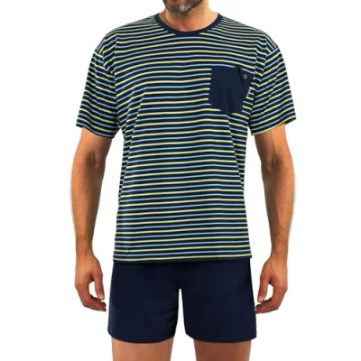 Image of Sesto Senso Mens Pjs Set Cotton Pyjama Short Sleeve Top &amp; Bottom Sleepwear Nightwear M 05 K67L