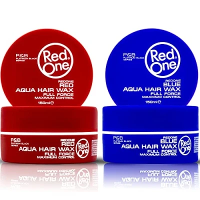 Image of RedOne Hair Styling Aqua Wax Red &amp; Blue 2x 150 ml Edge Control Gel Ultra Hold Strawberry Bubblegum Scent Men Women Maximum