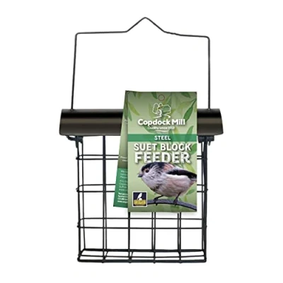 Image of Copdock Mill Steel Suet Block Wild Bird Feeder Secure Small Station With Large Hanger Feeders Suitable For Cakes