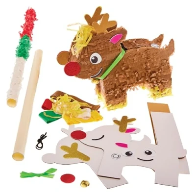 Image of Baker Ross FX644 Reindeer Pinata Kit 1 Kit, Christmas Party Craft for Kids