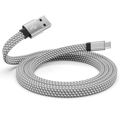 Image of Magtame Magnetic USB C Cable, 5ft Coiled A to Cable,USB Charger Flat Type Fast Charging Cord Compatible with Samsung for Device Pad,Silver