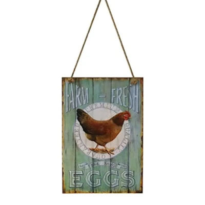 Image of VORCOOL Fresh Eggs Sign Plaque Wooden Retro Vintage Shabby Chic Country Home Decor Farmhouse Rustic