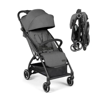 Image of Ickle Bubba Aries Autofold Stroller Feather Light Design, Multi Position Recline, and Handy Auto Fold Mechanism (Graphite Grey)