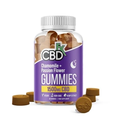 Image of CBDfx 1500mg CBD High Strength Vegan Sleep Gummies, 10mg Chamomile / Passionflower Lemon Balm /25mg per Gummy 60x Bottle (30 Days)