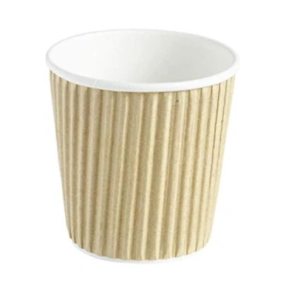 Image of Kraft Ripple Disposable Paper Coffee Cups 4oz / 120ml Case of 1000 Hot Drink