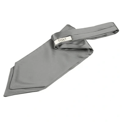Image of DQT Men Plain Satin Wedding Formal Casual Groom Best Man Classic Ascot Self Tied Cravat Platinum
