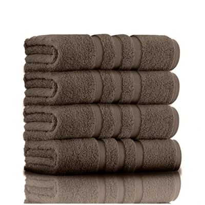 Image of GC GAVENO CAVAILIA Premium Hand Towels For Bathroom Egyptian Cotton Towel Set 550 GSM of 2, Cocoa