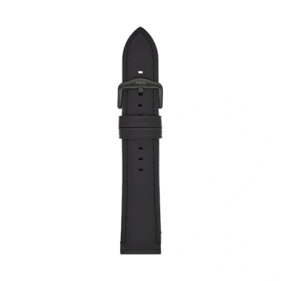 Image of Fossil Litehide Men&#039;s Leather Bracelet, 22 mm, black, Casual