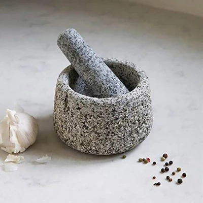 Image of Granite Pestle and Mortar by Garden Trading Crafted in H8 X Diameter 13cm