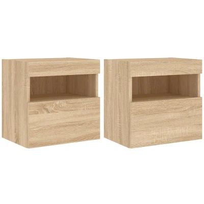 Image of vidaXL TV Wall Cabinets with LED Lights 2 pcs Sonoma Oak 40x30x40 cm