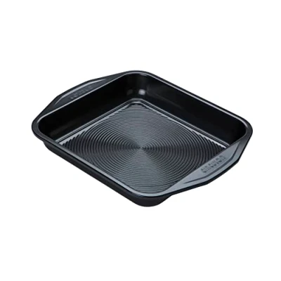 Image of Circulon Ultimum Square Cake Tins for Baking Non Stick 9 Inch Tin, Freezer and Dishwasher Safe Carbon Steel Bakeware, Black