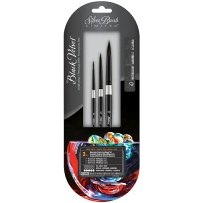 Image of Silver Brush Limited WC 3205S Black Velvet Beginner Round Set, Set of 3 Brushes, Brushes in Sizes 2, 6 and 10