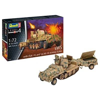Image of Revell 03293 sWS with Flak43 and Sd.Ah58 Ammo Trailer 1:72 Scale Unbuilt/Unpainted Plastic Model Kit