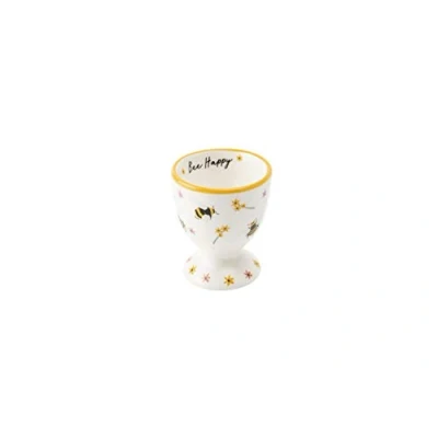 Image of CGB Giftware Bee Egg Cup &#039;Bee Happy&#039; Slogan Kitchen Breakfast The Beekeeper Range Ceramic GB03871