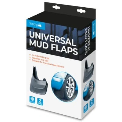 Image of Simply Auto MUD001 Easy Fit Heavy Duty Universal Mud Flaps for Safety againt Debris, Water, and Tar, Black