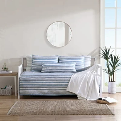 Image of Nautica Daybed Cover Set, Cotton Reversible Bedding Set with Matching Shams &amp; Pillow Cover, Home Decor for All Seasons (Jettison Grey, Daybed)