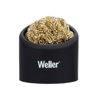 Image of Weller WLACCBSH 02 Soldering Brass Sponge Tip Cleaner, with Silicone Holder, Black