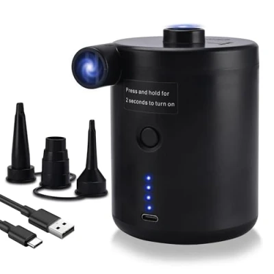 Image of Electric Air Pump for Inflatables, Rechargeable Portable with Fast Inflating/Deflating, 4000mAh Battery Blow Up Bed 3 Nozzles Paddling Pool, Airbed, Mattress,Swimming Pool