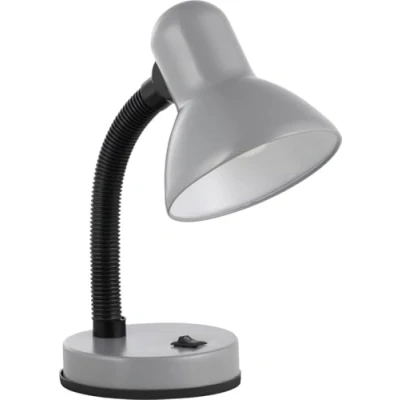 Image of EGLO Basic 1 table light, Silver Steel and plastic desk lamp, E27 socket
