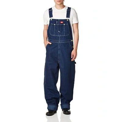 Image of Dickies Men&#039;s Bib Overall Smooth Dungarees Workwear Overalls, Blue (Indigo), W42/L32 (Manufacturer Size: W42/L32)