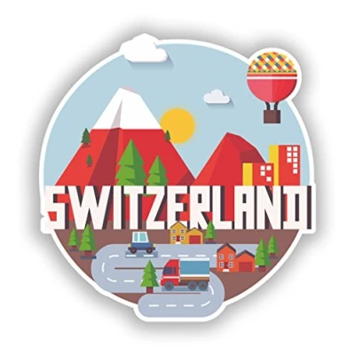 Image of 2 x 10cm/100mm Switzerland Vinyl Stickers Travel Luggage #10402