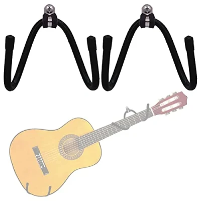 Image of Pmsanzay Horizontal Guitar Wall Mount Hanger, 2 Pack Hanger Hook Holder Stand Storage Display Rack with Screws for Acoustic Electric Ukulele Bass Banjo Mandolin No
