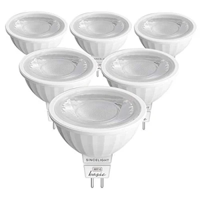 Image of SINCELIGHT MR16 GU5.3 12V LED Spot Light Bulb Ø50mm Reflector, 6 Watt, 450 Lumens, 50W Halogen Equivalent, 2700K (Warm White), High Color Rending RA≈92, 38Beam Angle, Pack of