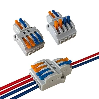 Image of Aiqeer 9 Pcs KV424 Lever Nut Wire Connectors, 2 in 4 Out 6 Ports Conductor Compact Cable Clamp Terminal Block Quick Spring Connector