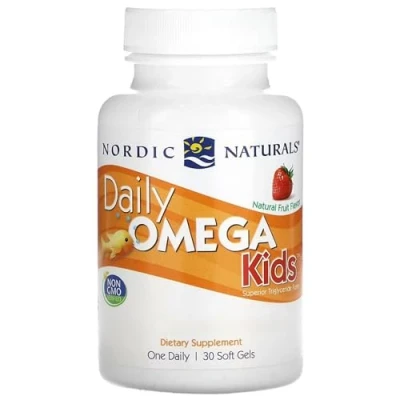 Image of Nordic Naturals, Daily Omega Kids, 340mg 3, for Children, with EPA and DHA, 30 Softgels, Lab Tested, Vegetarian, Soy Free, Gluten Non GMO
