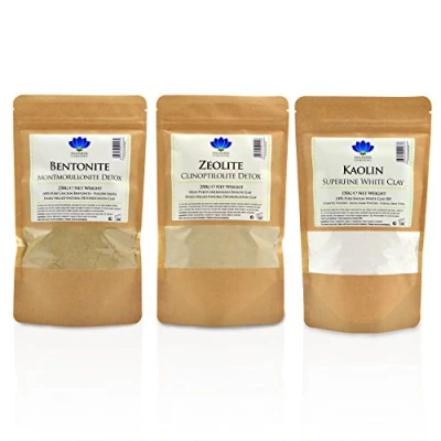 Image of Healing Clay Detox Kit No. 2 Bentonite 250g / Zeolite Kaolin White 150g